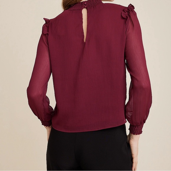 High Neck Ruffle Trim Blouse - Picture 2 of 4